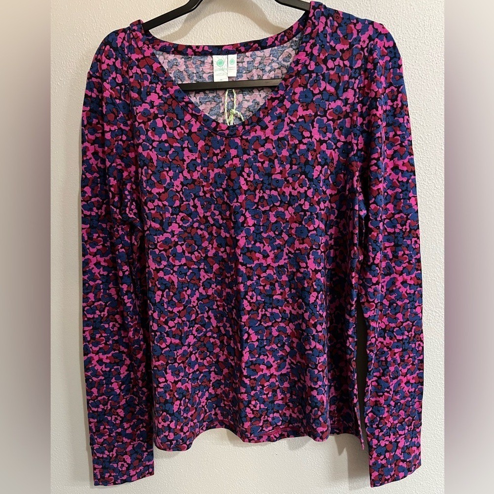 Westbound Womens Floral V-Neck Long Sleeve Top Pink Blue Red Size M NWOT - Picture 3 of 10